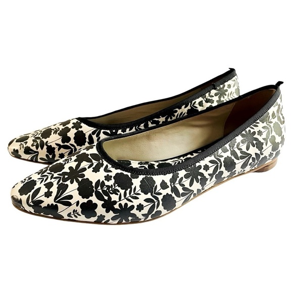 Boden Black and White Floral Flats Size EU 41/US 9.5 - Picture 1 of 8